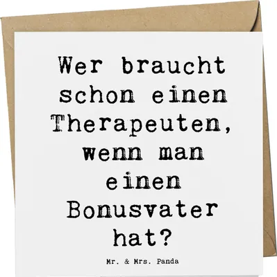 Produktbild von Mr. & Mrs. Panda Grußkarte Spruch Bonusvater Liebe - Weiß - Geschenk, persönlicher Berater, faltkarte, anlasskarte, Lächeln, Glückwunschkarte, doppelkarte, Klappkarte
