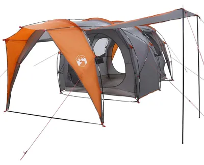 Produktbild von vidaXL Tunnelzelt Grau und Orange 382 x 262 x 214 cm