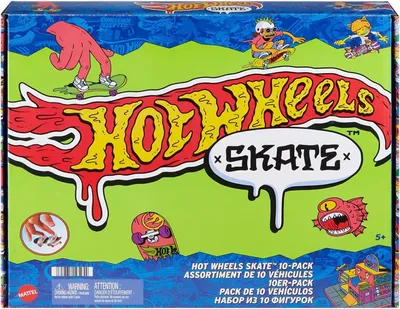 Produktbild von Hot Wheels Skate-Fingerboards 10er-Pack, Set HTP59 + 5 Paar Skateboard-Schuhe