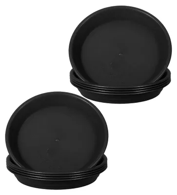 Produktbild von 10 Stück runde Pflanzgefäßuntersetzer in Schwarz für Blumentöpfe