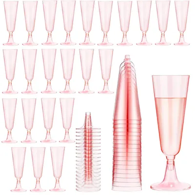Kunststoff-Champagnegläser, 50 St., rosa, wiederverwendbar, bruchsicher
