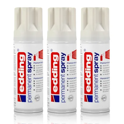 Produktbild von 3x edding Permanent Spray verkehrsweiß 200 ml Premium Acryllack, RAL 9016