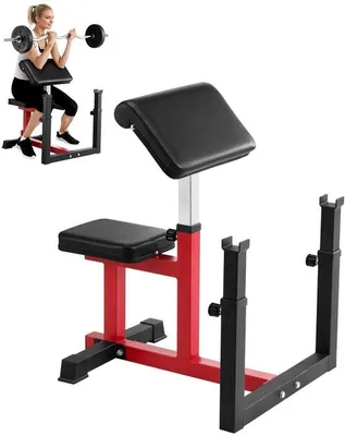 Immagine prodotto di Macchina per bicipiti con panca preacher curl regolabile - bilanciere da 200 kg - attrezzatura fitness per l'allenamento domestico