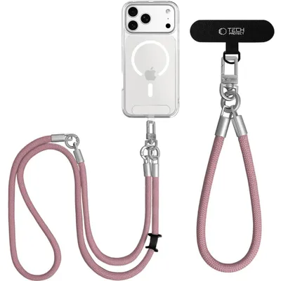 Produktbild von Handy-Schlüsselband für Telefon Tech-Protect C10S Rope Crossbody Wrist, Rosa