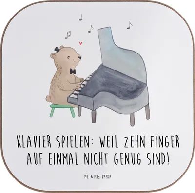 Produktbild von Mr. & Mrs. Panda Untersetzer für Gläser Klavier Magie - Weiß - Geschenk, Coaster, Tasteninstrument, gläseruntersetzer, Konzert, Musik, Instrument, Lernen, Koordination