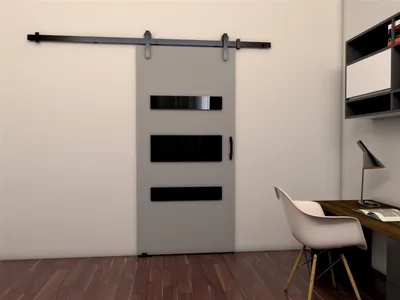 Zdjęcie produktu dla Minio, drzwi przesuwne "LIFT", pokojowe, 106 cm, czarne elementyReplika acyjne, szare
