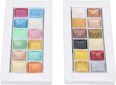 Produktbild von 24-teilige Metallik Macaron Aquarellfarben-Set für Nagelkunst - Metallik, Aquarell