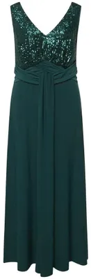Produktbild von Ulla Popken, Damen, große Größen, Abendkleid, Pailletten, V-Ausschnitt, ärmellos