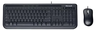 Produktbild von Microsoft Wired Desktop 600, Volle Größe (100%), Kabelgebunden, USB, QWERTY, Schwarz, Maus enthalten