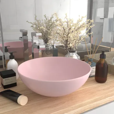 Immagine prodotto di vidaXL Lavabo in Vetroceramica rosa opaco rotondo