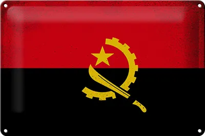 Produktbild von Blechschild Flagge Angolas 30x20cm Flag of Angola Vintage