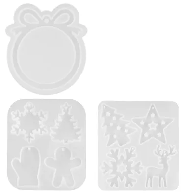 Produktbild von 3 Stück Silikonform Weihnachten Ostern, Gießform Anhänger Schneeflocke Weihnachtsbaum Sterne Elch