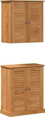 Immagine prodotto di vidaXL Set di mobili da bagno con ripiano VIGO 2 pezzi Marrone e marrone miele