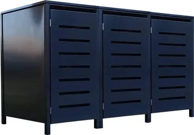 Produktbild von 3 Tailor Mülltonnenboxen Basic für 120 Liter Tonne Stanzung 6 komplett Anthrazit