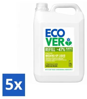 Produktbild von 5 x Ecover Spülmittel - Zitrone & Aloe Vera - 5 Liter - Vorteilspackung - 5 Stücke