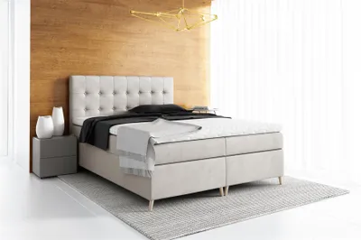 Produktbild von Boxspringbett Schlafzimmerbett GABIN 160x200cm Stoff Jasmine Beige