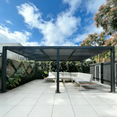 Produktbild von PURPLE LEAF Lamellenpergola 3,5×6,25 m – verstellbares Alu-Lamellendach, wasserdicht & winterfest, freistehend, Gartenpavillon in Grau