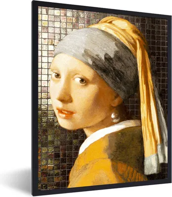 Produktbild von MuchoWow® Gerahmtes Poster Das Mädchen mit dem Perlenohrring - Gemälde - Vermeer 30x40 cm - Poster mit Schwarzem Bilderrahmen Wandposter Rahmen Foto Bilder - Wanddeko - Kunstdrucke