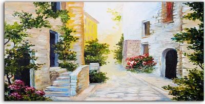 Produktbild von Coloray Spritzschutz aus Glas 120x60  Wandkunst Küchenrückwand Deko Italienische Straße farbenfroh