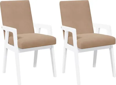 Produktbild von Esszimmerstühle mit Kissen 2 Stk. Weiß Massivholz Gummibaum
