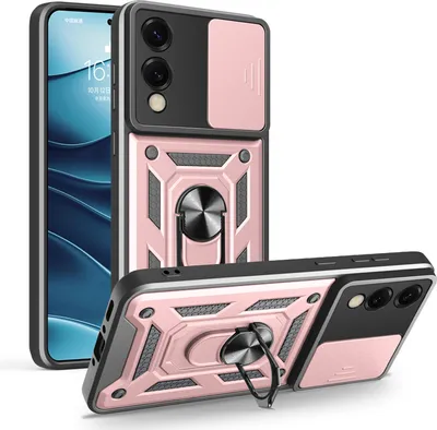 Produktbild von Outdoor Panzer Hülle für Samsung Galaxy S25 Edge mit Kameraschutz Ringhalter in Rosegold