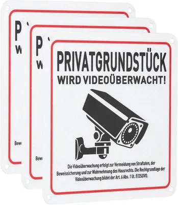 Produktbild von Famanu Warnschilder für Videoüberwachung 15x15cm - Selbstklebend und mit Bohrlöchern