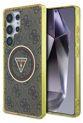 Immagine prodotto di Etui Guess 4G Glitter Triangle Buttons Magsafe Do Samsung Galaxy S25 Ultra Brązowy