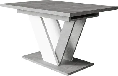 Produktbild von MIRJAN24 Ausziehbarer Tisch Dubai, Ausziehbar - 1x Einlegeplatte, Esszimmer, Wohnzimmer (Farbe: Beton / Weiß)