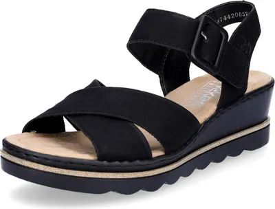 Obrázok produktu pre Rieker 67463-00 dámska obuv, sandále na klin, Imitácia kože, čierna - dámske sandále / traky, čierna