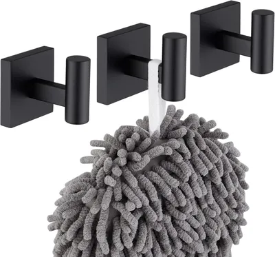 Produktbild von Set von 3 Haken aus gebürstetem schwarzem Edelstahl