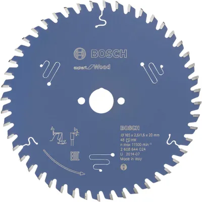 Image de Bosch 2608644024 Bosch Kreissägeblatt EX WO H 165x20-48