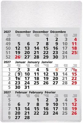 Produktbild von 2027 GÜSS 3-Monatswandkalender Metall
