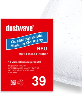 Produktbild von Megapack - 20 Staubsaugerbeutel passend für Kärcher A 2054 ME Staubsauger - dustwave® Markenstaubbeutel -  Germany
