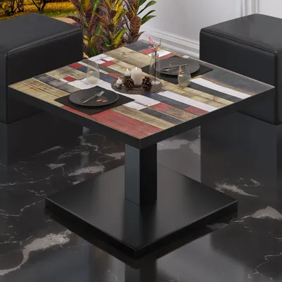 Produktbild von BM | Bistro Loungetisch | B:T:H 70 x 70 x 41 cm | Vintage Bunt / Schwarz | Bistro Tisch Loungetisch