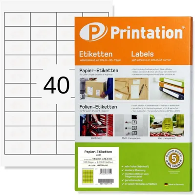 Imagen del producto de Etiquetas autoadhesivas, 48,5 x 25,4 mm, 4000 unidades, para imprimir