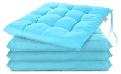 Produktbild von 4er-Set Sitzkissen, 40x40 cm – Gepolsterte Sitzkissen mit Befestigungsbändern