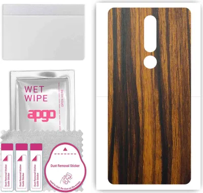 Produktbild von apgo Rückseite Schutzfolie, Skin, kompatibel mit Nokia 3.1 Plus, Hinten Displayschutzfolie aus Vinylfolie, kratzfest, einfache Montage - Tigerwood