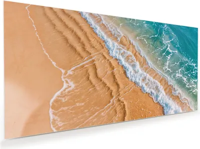 Produktbild von Glasbild 110x55cm in XXL für Wohnzimmer, Schlafzimmer Motiv Wellen am Strand
