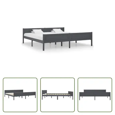 Produktbild von The Living Store Massivholzbett Grau Kiefer 200x200 cm