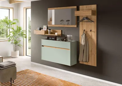 Produktbild von Garderoben-Set >Drive< in Salbei - 192x205x32cm (BxHxT)