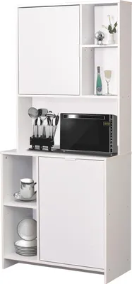 Produktbild von Küchenbuffet Malin mit Arbeitsfläche, 2 Türen, 4 Regalen, 80x180x39 cm (BxHxT)