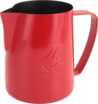 Image de Pichet pour faire mousser le lait 480ml en acier inoxydable 304 Coupe de crème à café en forme de cygne Latte Art Pichet à vapeur pour café cuisine Rouge vif
