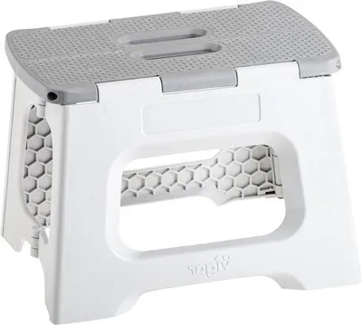 Produktbild von Famanu Klapphocker mit Handgriffen - Grau - 23 cm hoch - 32 x 26 x 23 cm