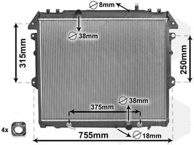 Produktbild von VAN WEZEL 53002496 Kühler Wasserkühler Motorkühler für TOYOTA HILUX III Pick-up (TGN1, GGN2, GGN1, KUN2, KUN1)
