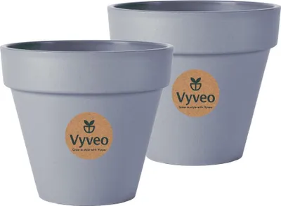 Image de Vyveo - Pot de fleurs Oslo - Lot de 2 - Gris foncé - 20x18