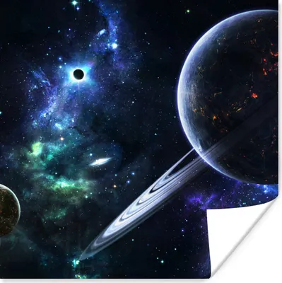 Produktbild von MuchoWow® Poster Buntes Bild der Milchstraße mit Planeten 50x50 cm - Wohnzimmerdekoration