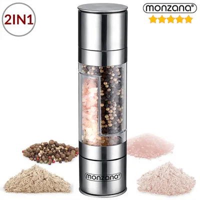 Immagine prodotto di Monzana MacinaPepe 2in1 Macinino Macinaspezie Aromi Peperoncino Acciaio Inox Senza BPA