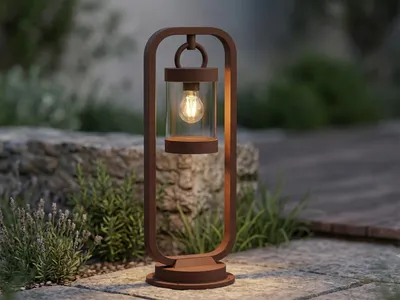 Produktbild von LED Wegeleuchte, Laterne zur Gartenbeleuchtung, Wegbeleuchtung Rostoptik, 60cm