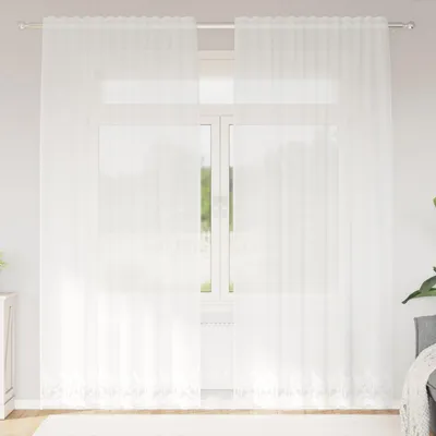Produktbild von Spitzenvorhang mit Vorhängen Weiß 150 x 200 cm Polyester