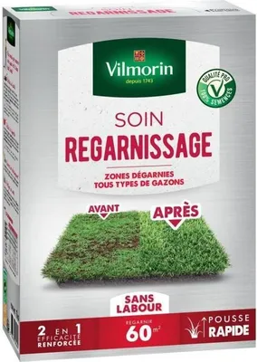 Immagine prodotto di Semi per prato Vilmorin, Universal Express Risemina 2 in 1, Germinazione rapida, Barattolo da 1 kg, Per 60 m²